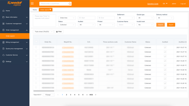 Can view all orders and logistics details information