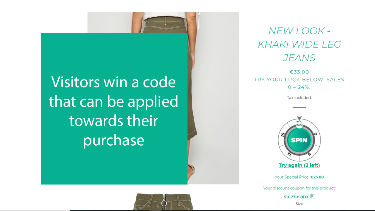 Los visitantes ganan un código que se puede aplicar a su compra