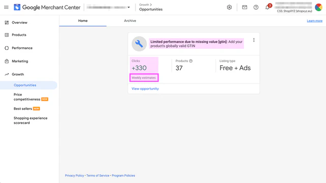 Google Merchant mostra que GTINs podem adicionar 330 cliques por semana