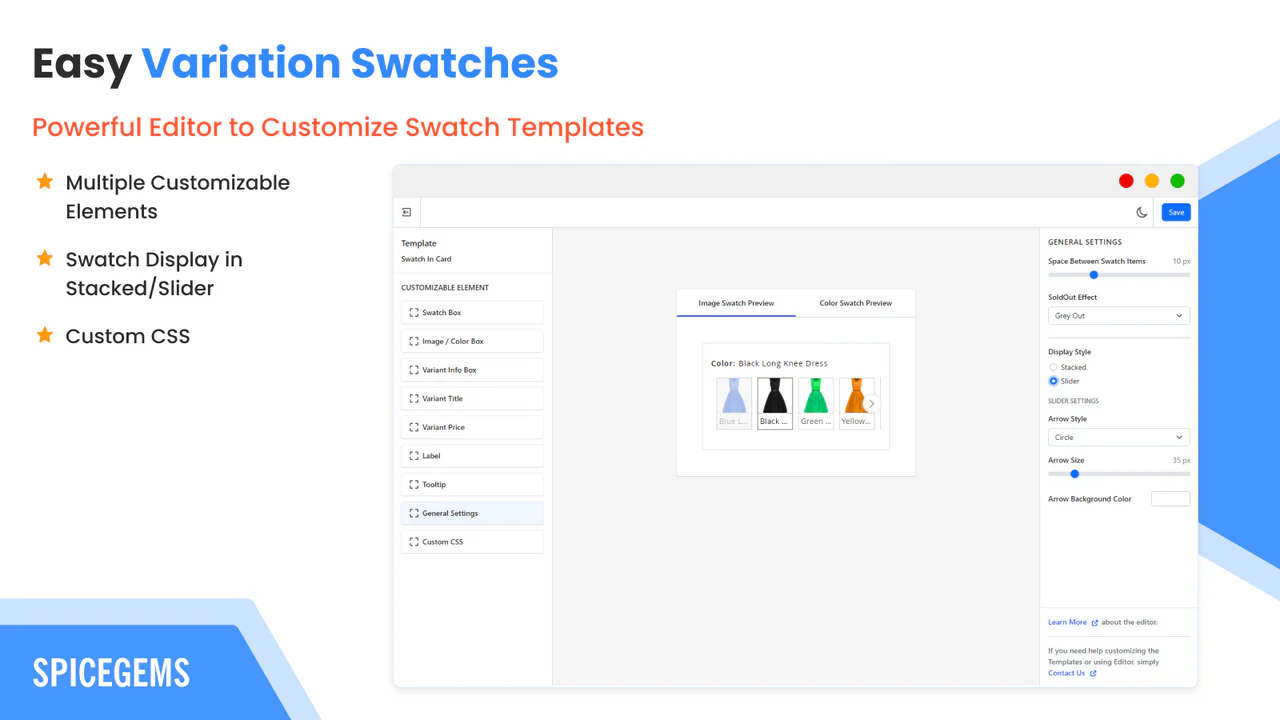 EVS ‑ Easy Variation Swatches - Display Product Variants as Image,Color,  Button Swatches.