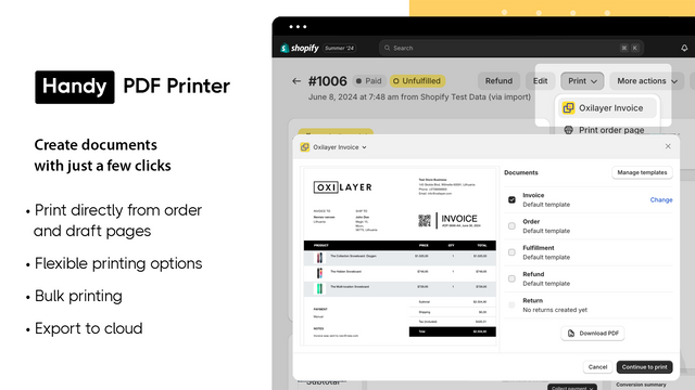 Impressora de faturas em PDF