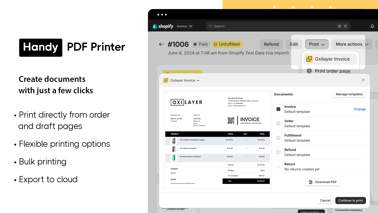 Impresora de facturas en PDF