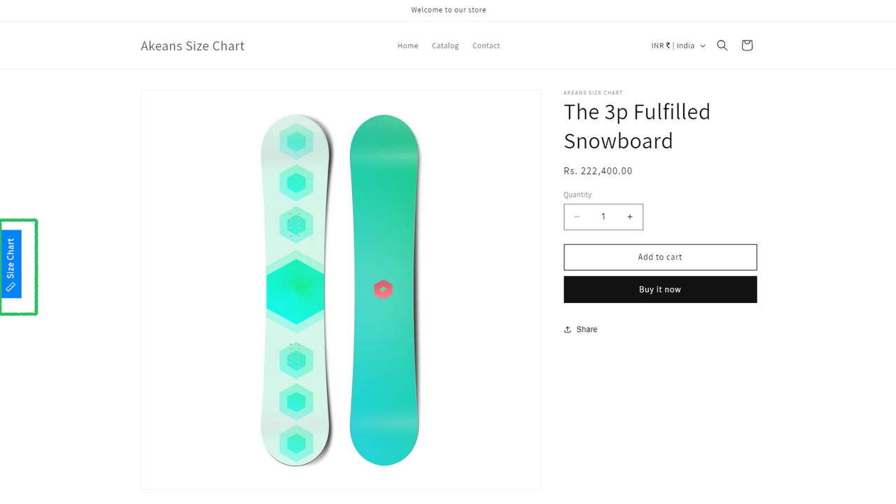 Easy Size Chart Trigger-knop