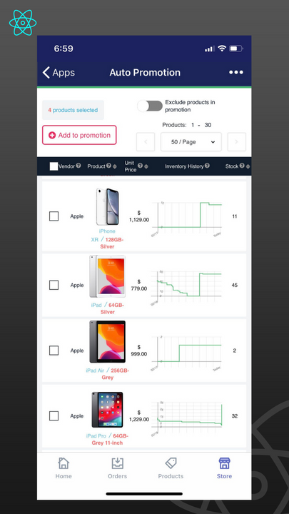 Find slow-moving products easily in mobile