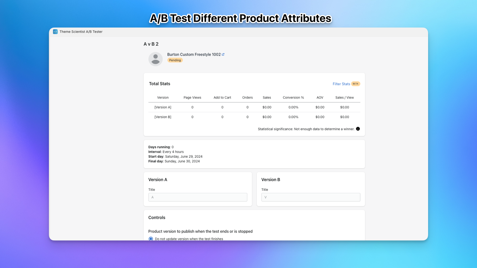 Tests AB des attributs de produits sans code