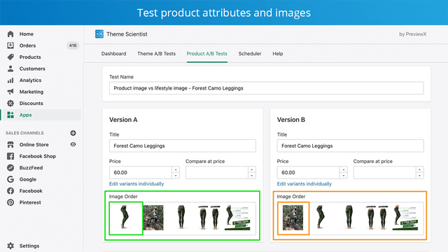 Teste atributos de produto e imagens
