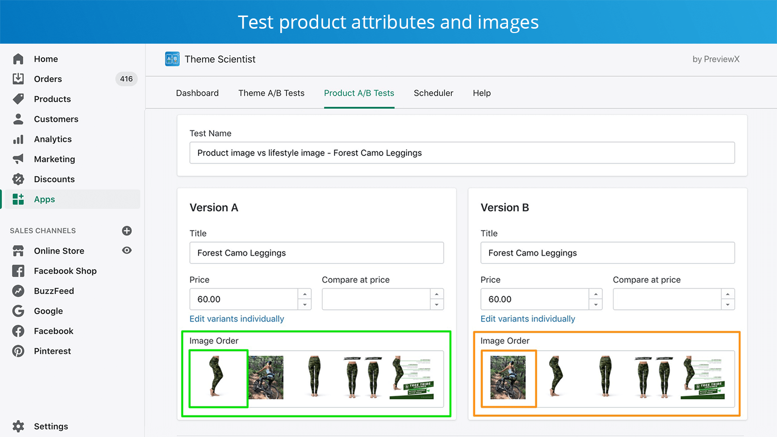Testez les attributs et les images des produits
