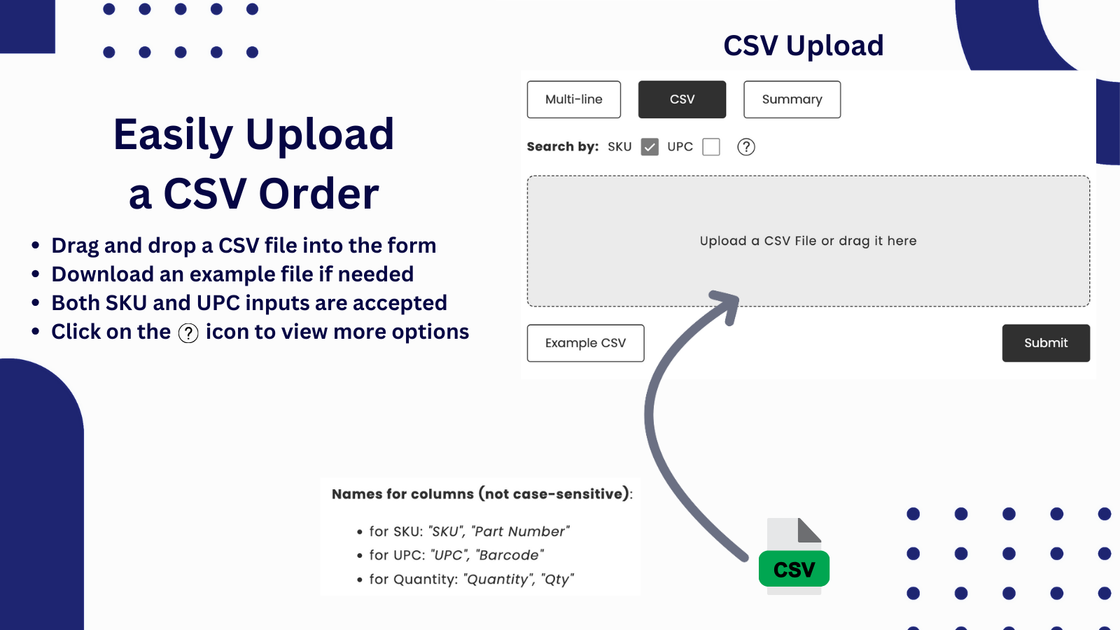 CSV 上传选项