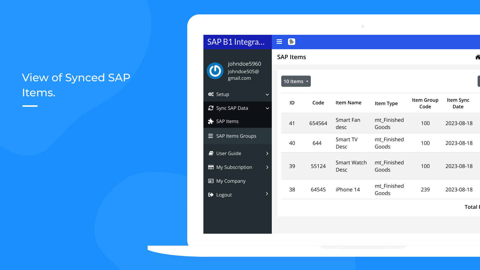 SAP Business One Integration Screenshot