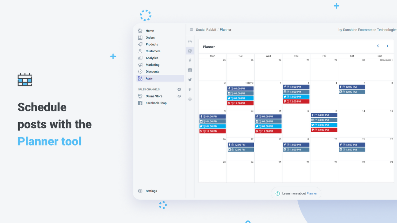 Schedule posts with the Planner tool