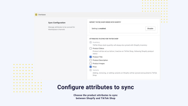 Ownbase: Sync to TikTok Shop Screenshot