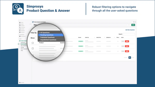 Spørgsmål filtreringsmuligheder - Simprosys Product Question & Answer