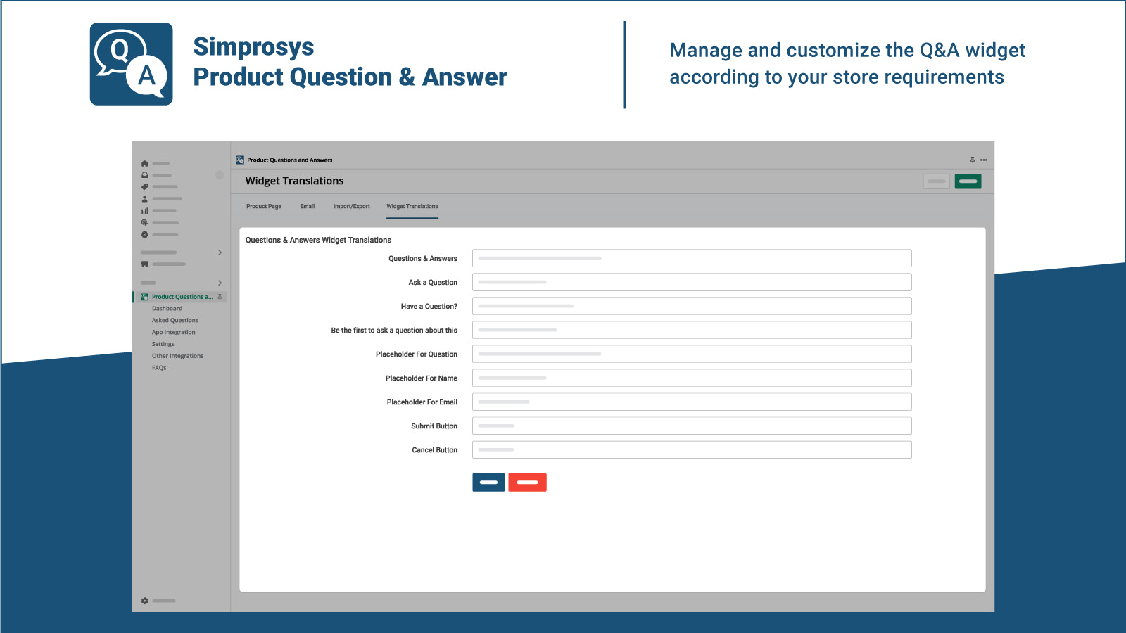 Personalización del widget de preguntas y respuestas de productos - Preguntas y respuestas de productos de Simprosys