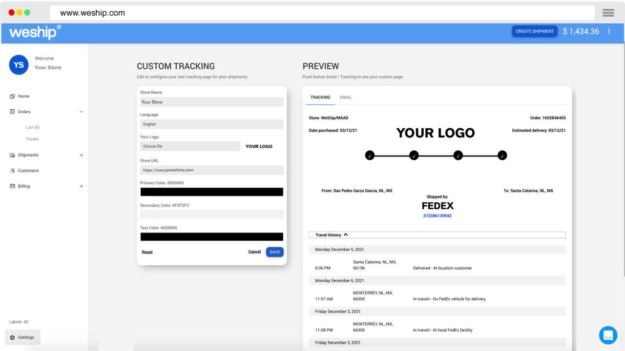 WeShip - Plataforma de envio para Shopify. Acesse Etiquetas com Desconto