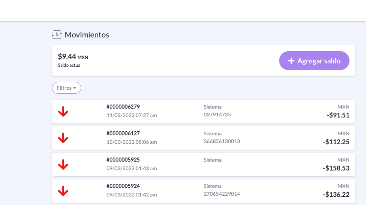 Abona saldo para realizar tus envios