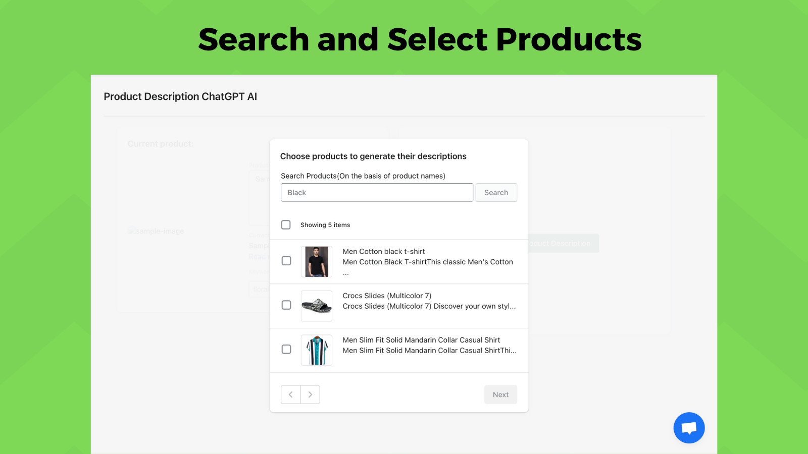 zoek en selecteer producten