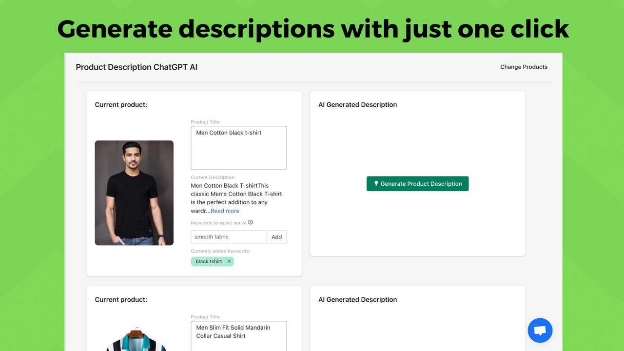 generate descriptions in one click