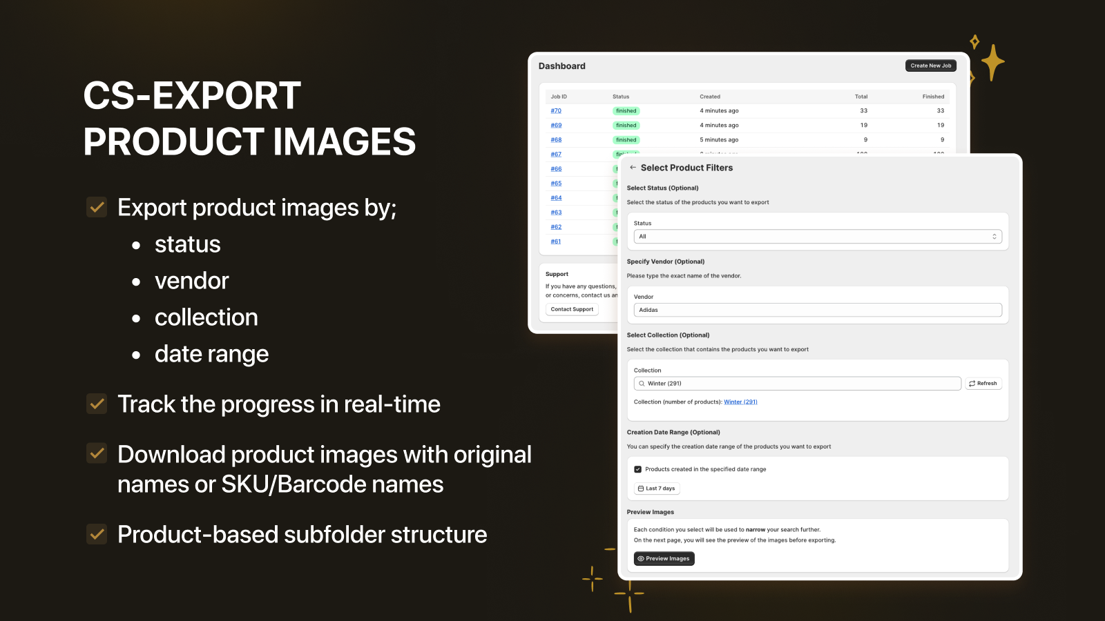 Exporte imagens de produtos do Shopify e baixe para o seu computador