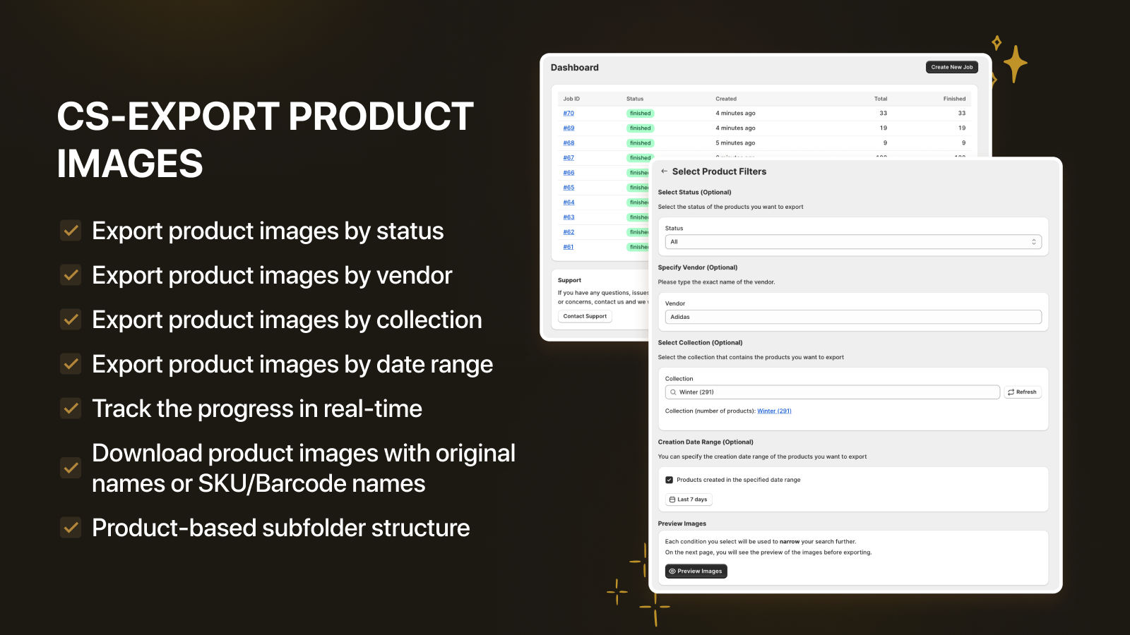 Exportera produktbilder från Shopify och ladda ner till din dator