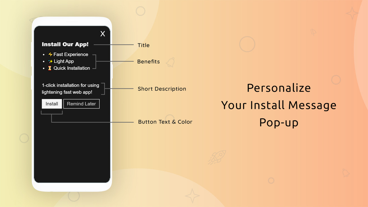 Personaliser din install besked popup