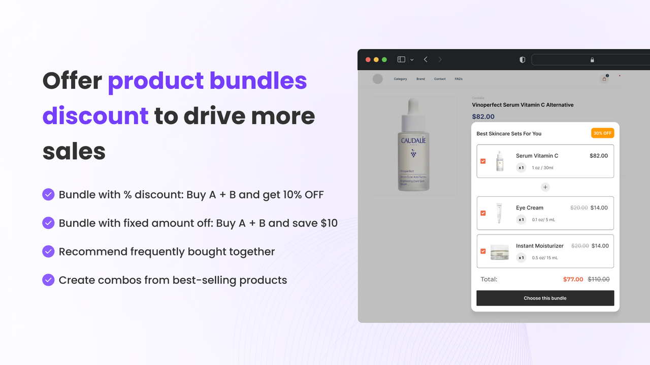 offer product combo discount, product bundles, product sets