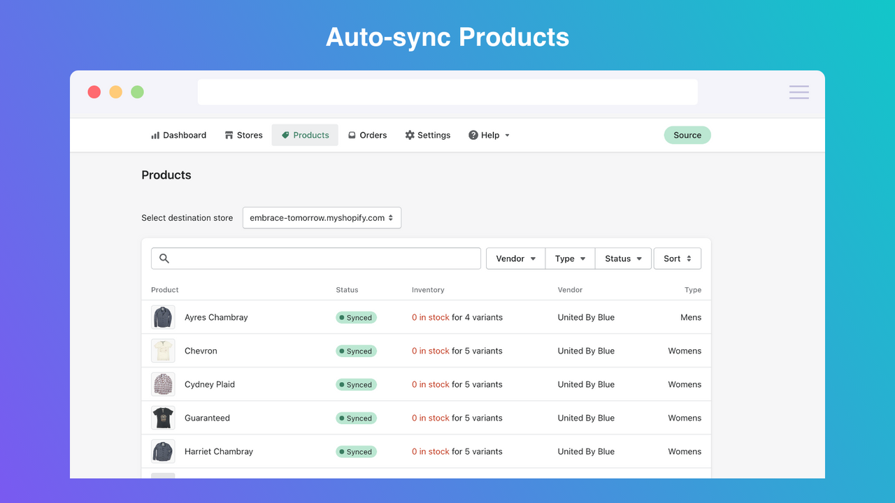 Producten automatisch synchroniseren