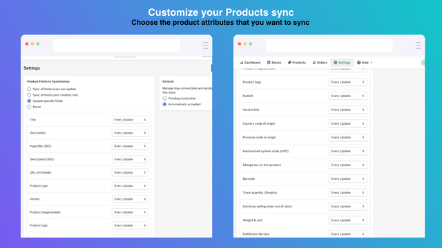 Synchronisatieproducten aanpassen