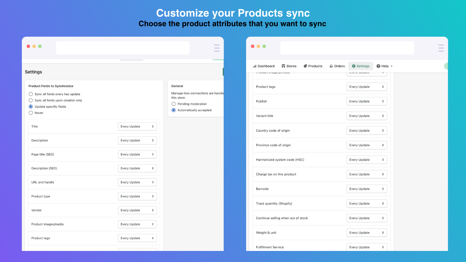 Shopify Multi store sync - Customize sync Products