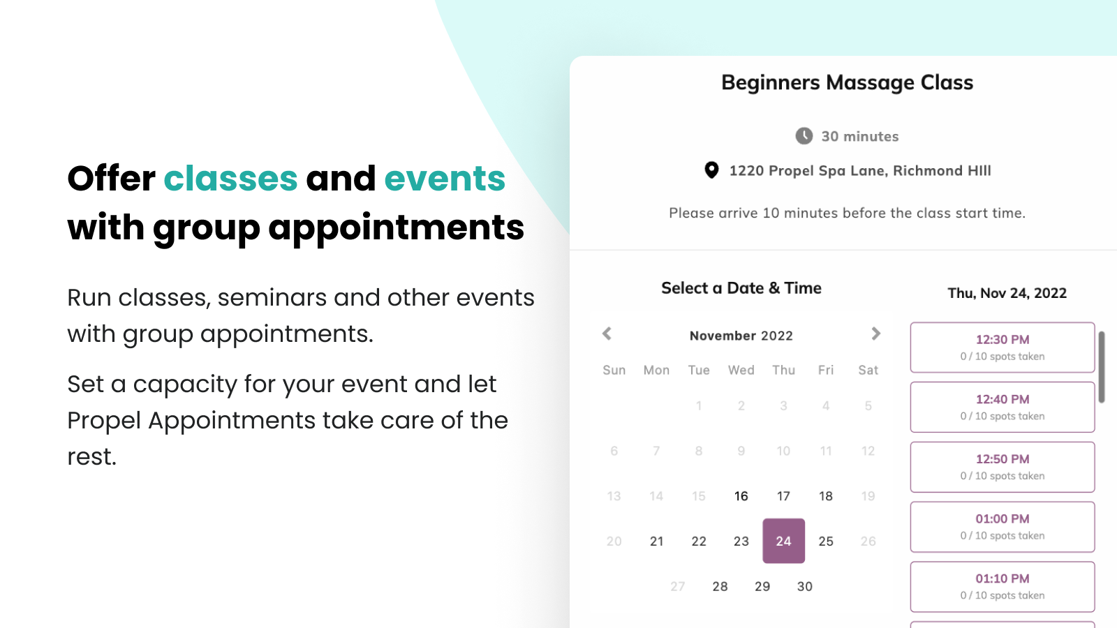 Offer classes and events with group appointments