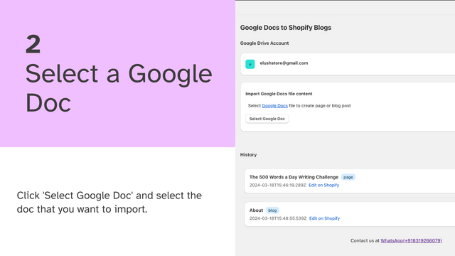 selecionar um google doc