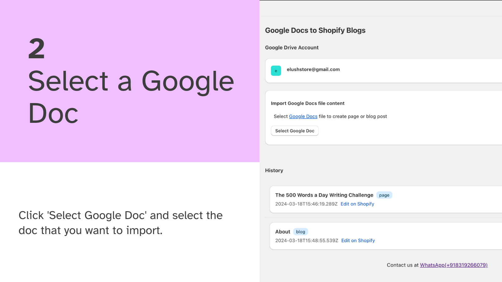 selecteer een google doc