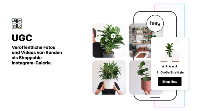 Videos von Kunden als Shoppable Instagram-Galerie. 