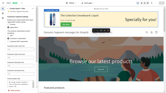 Dynamic Segment Sections - custom liquid