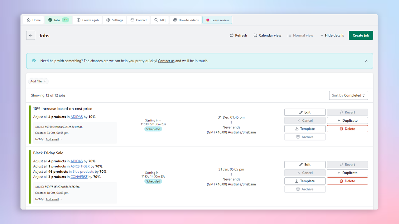 Preisbearbeitung und -planung mit Price Scheduler