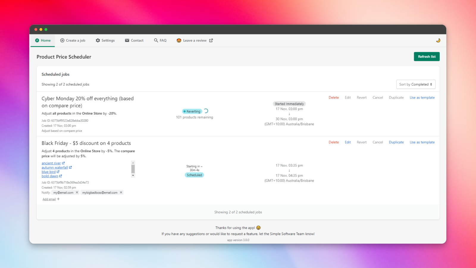 Product Price Scheduler