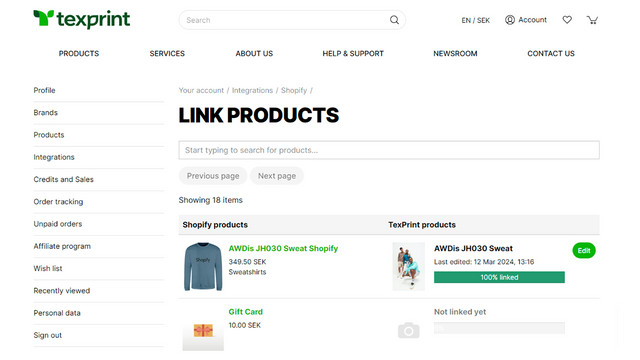 Link products