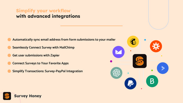 Simplifica tu flujo de trabajo con integraciones avanzadas de Survey Honey