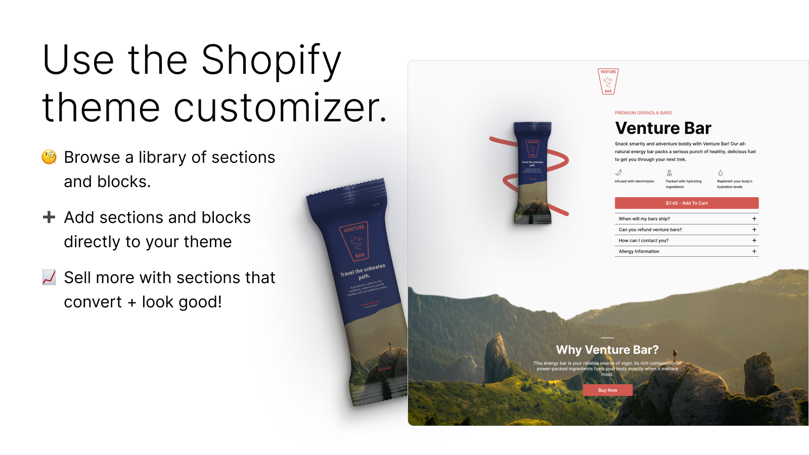 Utilisez le personnalisateur de thème Shopify.