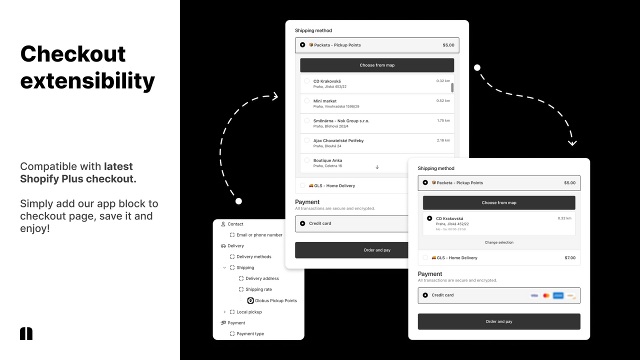 Globe - Solución de punto de recogida para la extensibilidad del proceso de pago en Shopify