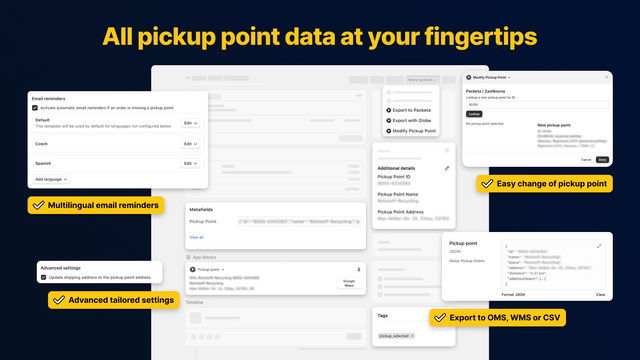 Globe - Pickup Point data at orders page in Shopify