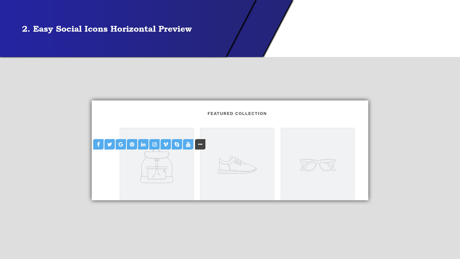 Vue horizontale des icônes sociales