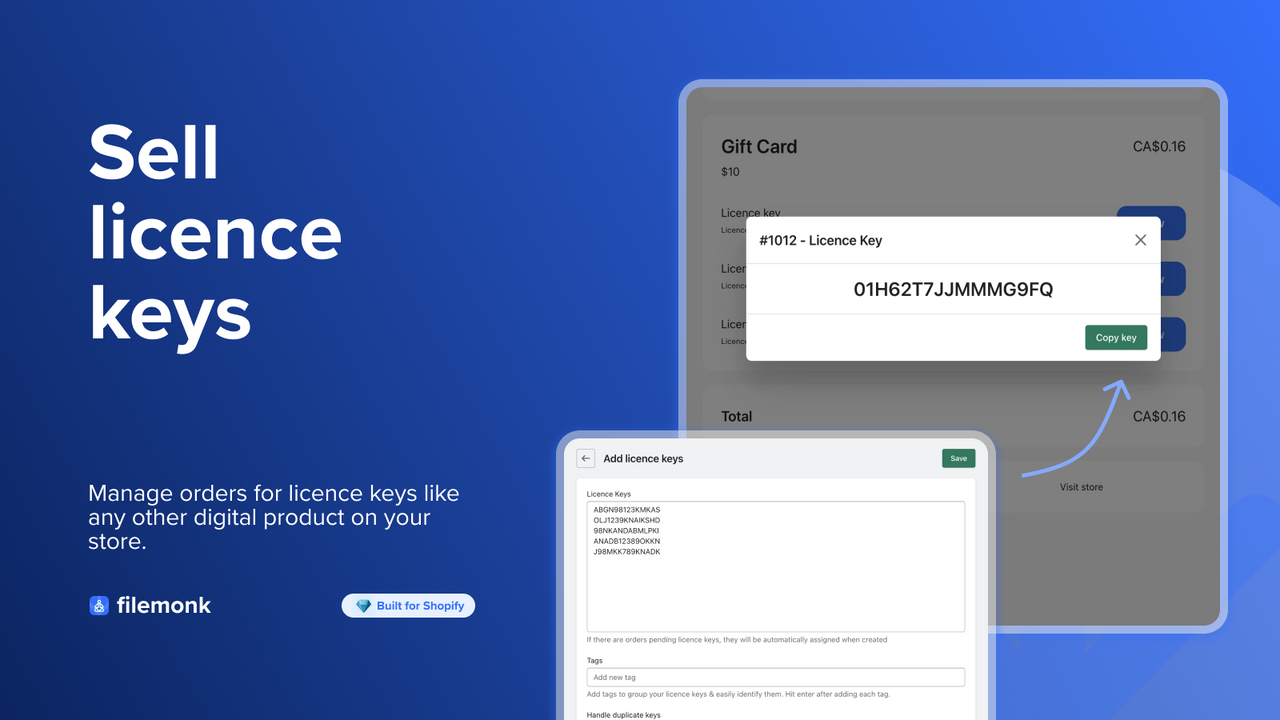 Sell licence keys like any other digital product
