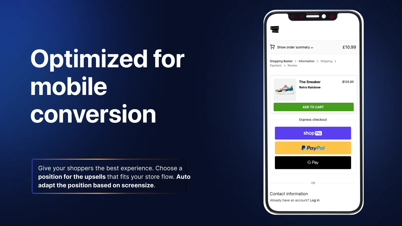 mobile checkout 1 click upsell offer