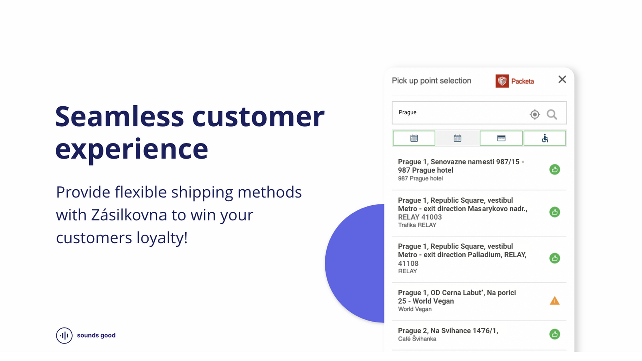 Modal for list selection of pickup point