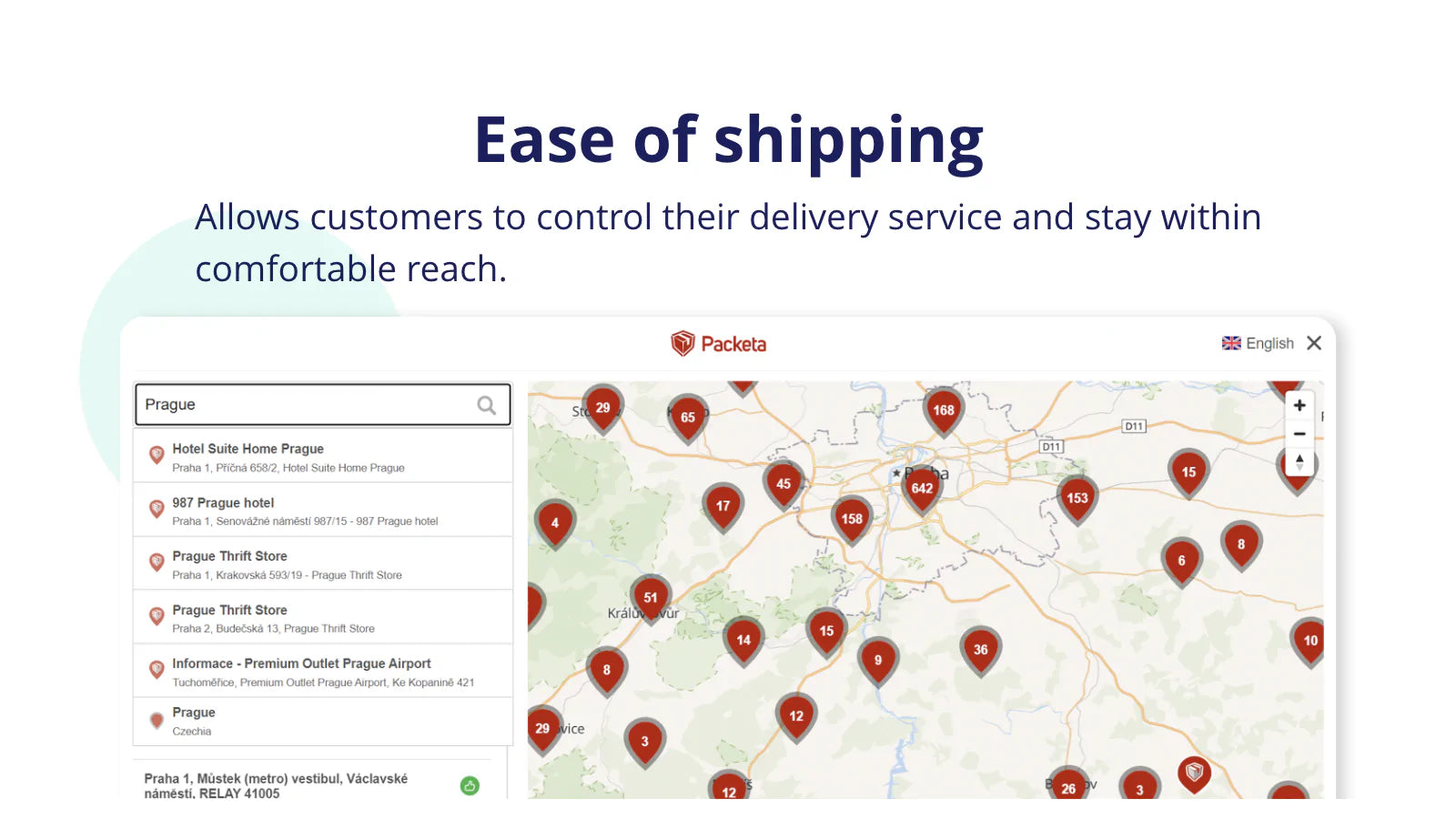 Pick-up point selector widget and map by Zásilkovna (Packeta)