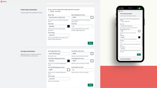 Giftify Product Page Customisation