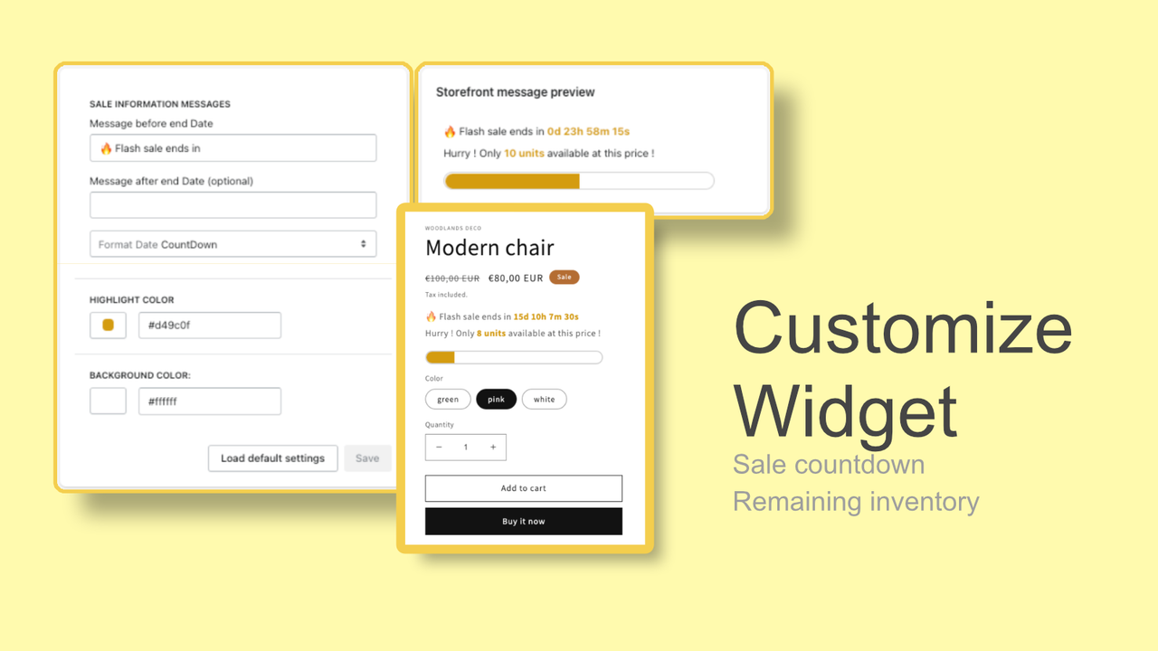 Customizable storefront widget