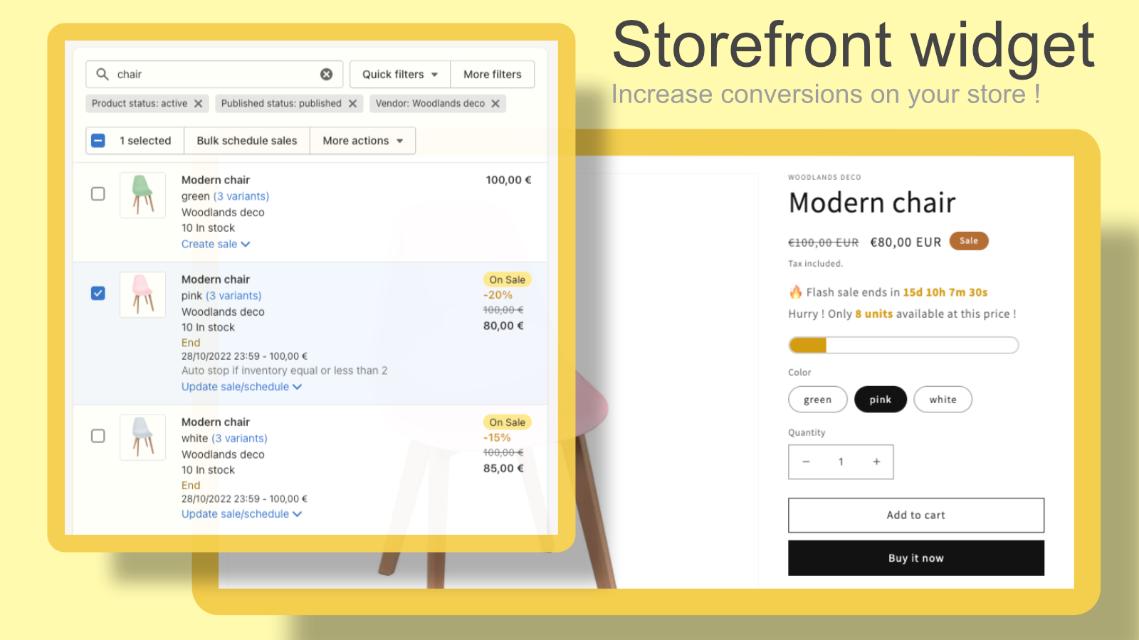 Customizable storefront widget