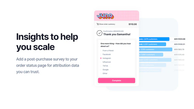 LoudHippo attributions post purchase undersökning för Shopify