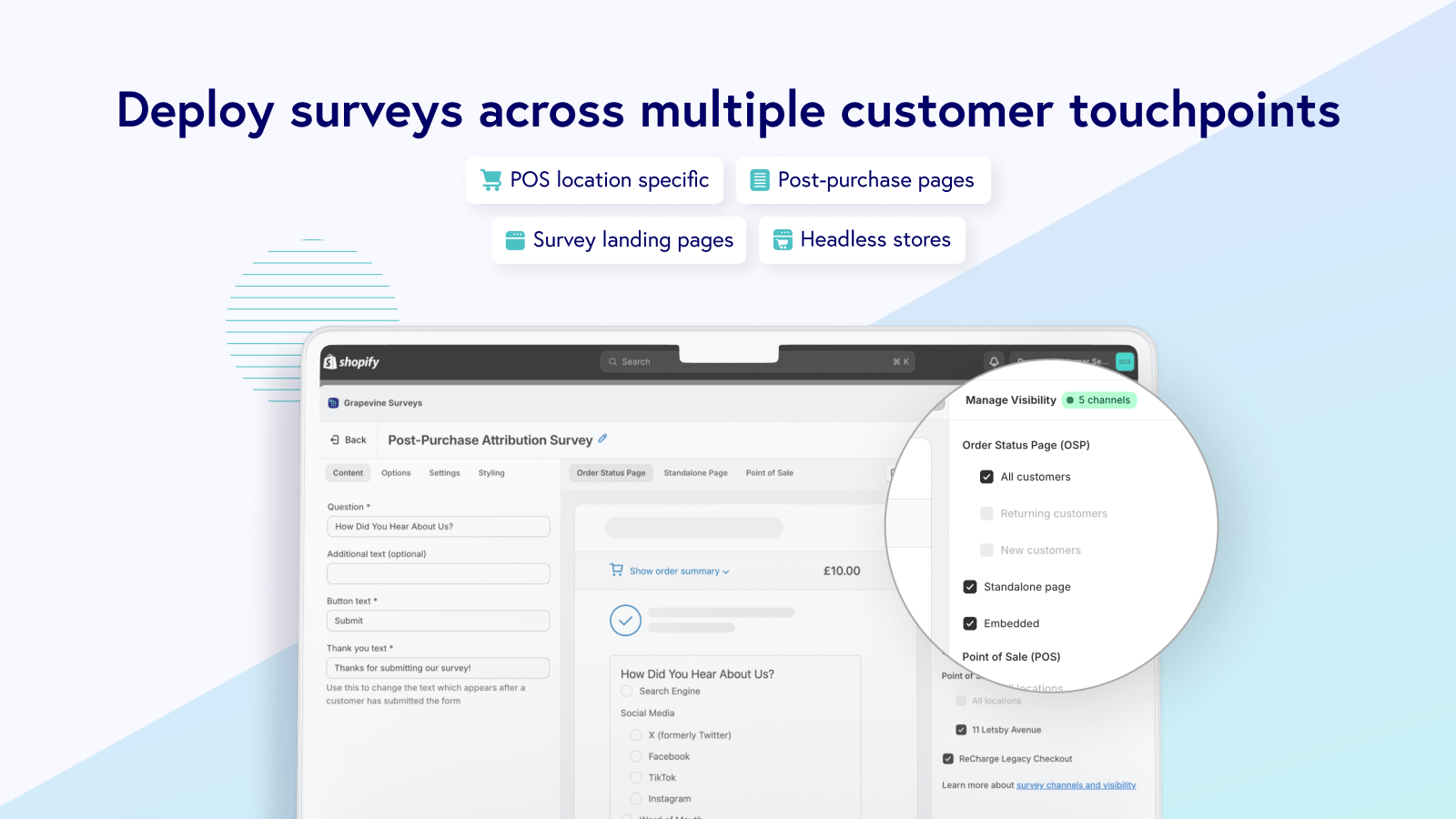 Deploy surveys across multiple customer touchpoints